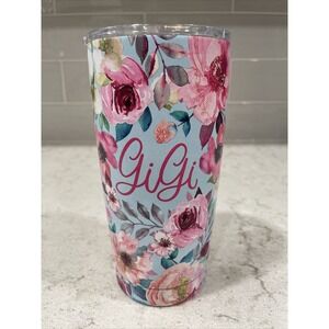 GIGI Floral Clementine Thermal Steel Travel Tumbler 20oz Hot Cold Mug Lid Cup